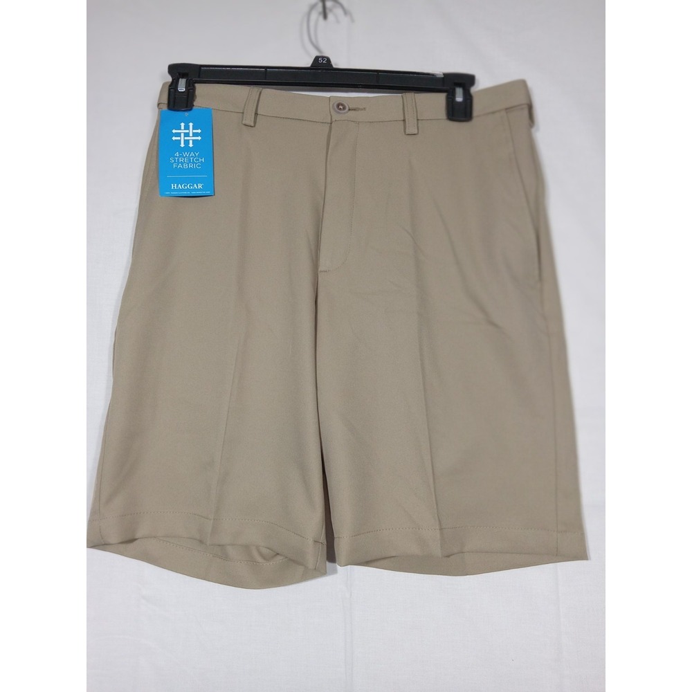 Haggar Cool 18 Pro Expandable‎ Waist Shorts 4-Way Stretch Comfort Tan New sz 32